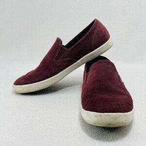 Seavees Baja Slip On Varsity Suede Leather Loafer Shoes Women Size 7.5 Flat Red
